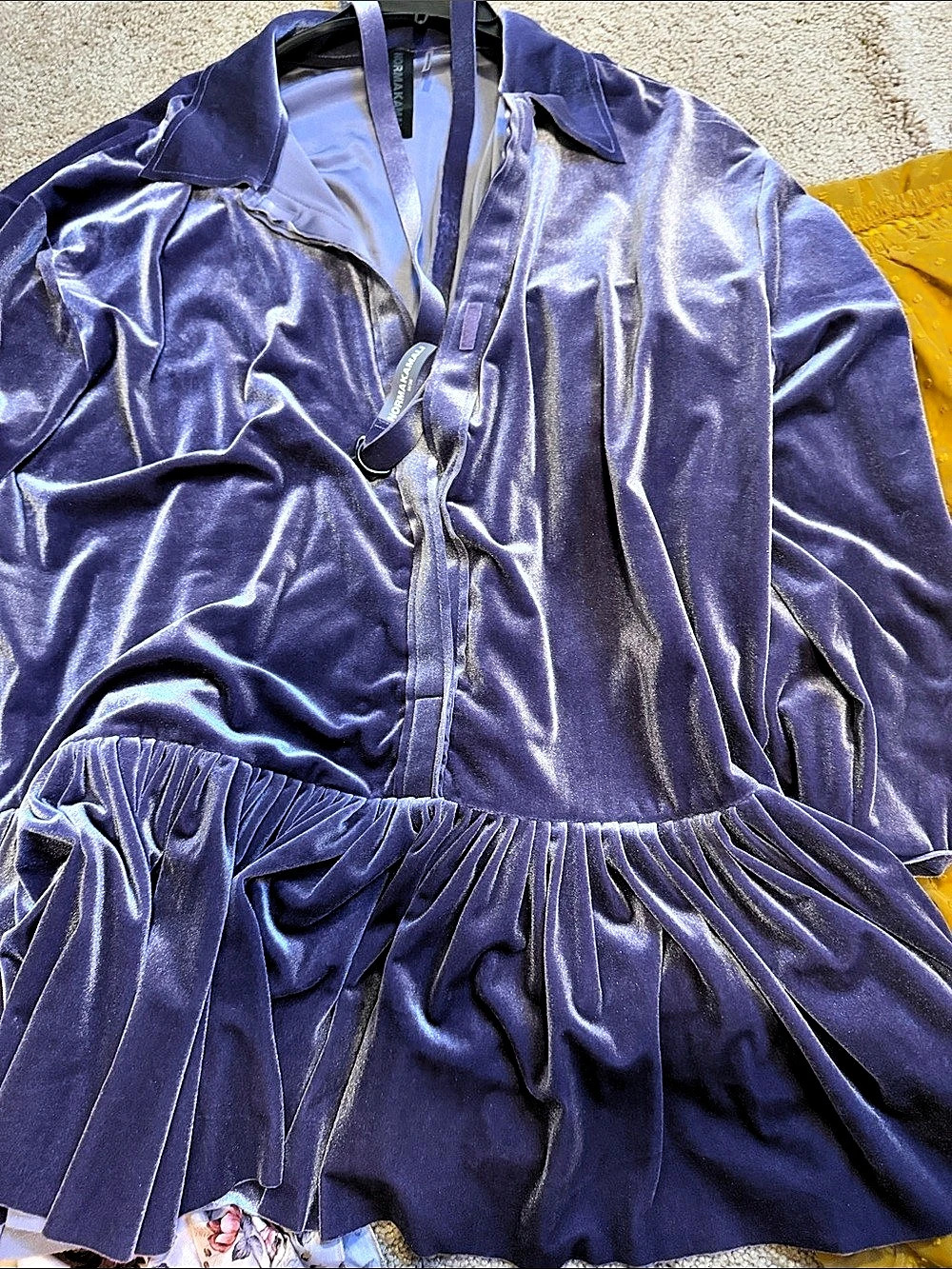 Norma Kamali Purple Velvet Mini Dress Size Medium